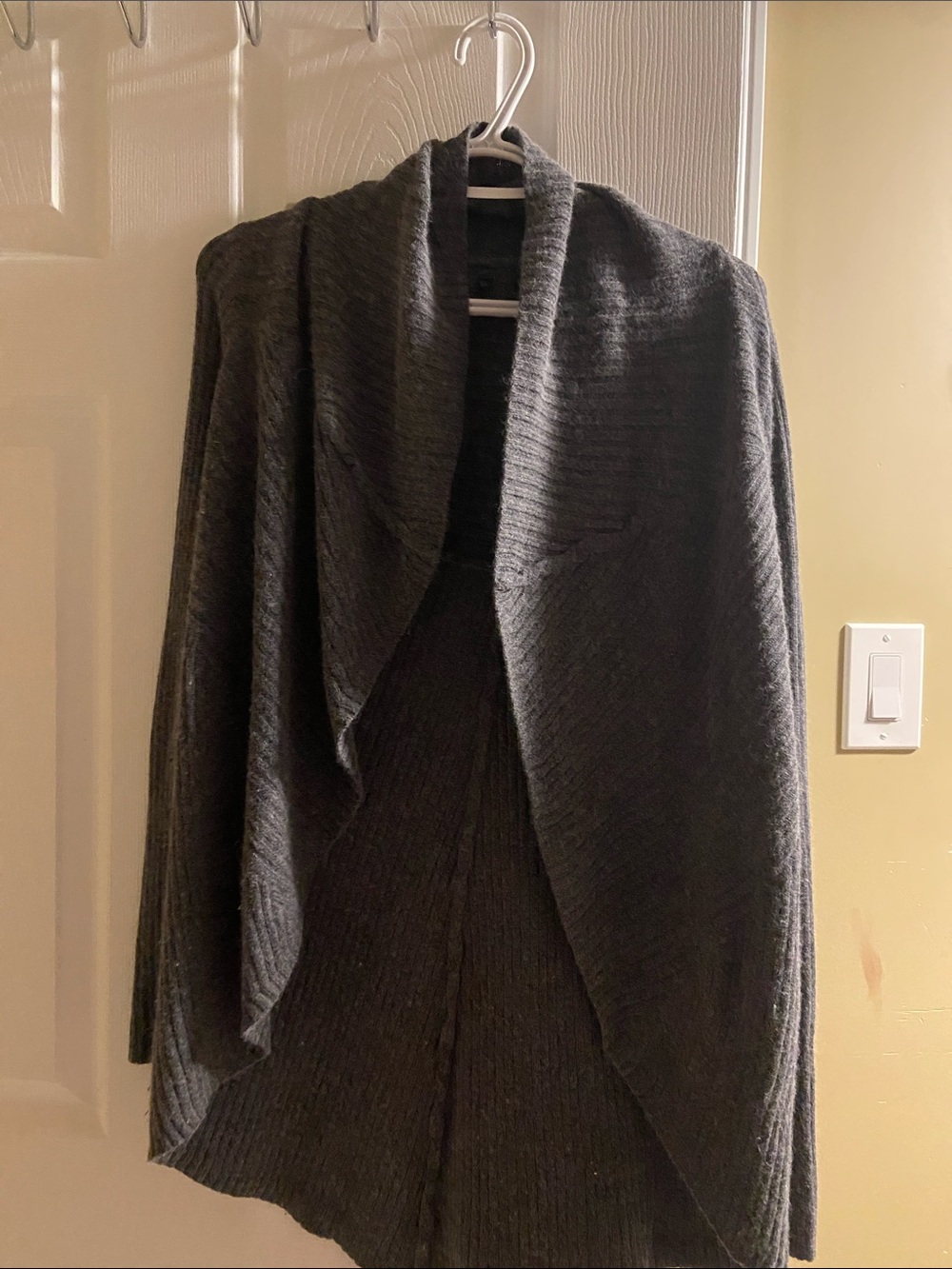 Guess Gray Open-Front Ribbed Cardigan